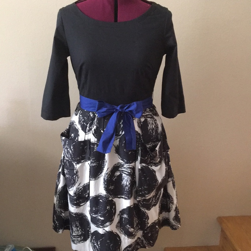 Anthropologie Maeve Black and White Dress Sz 8